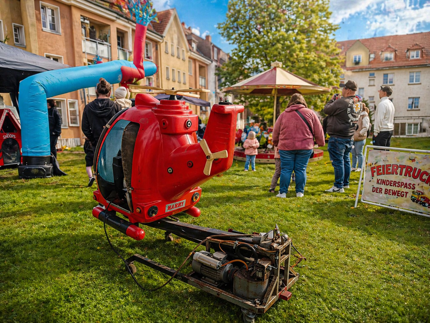 Feiertruck Hubschrauber Harry Kinderattraktion